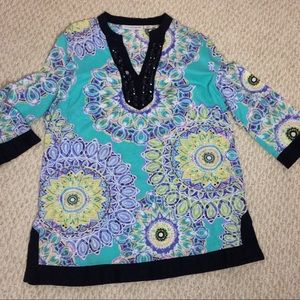 Sag Harbor Tunic with jewel neckline L